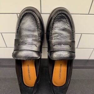 Lucky Brand Floriss Black Leather Penny Loafers
